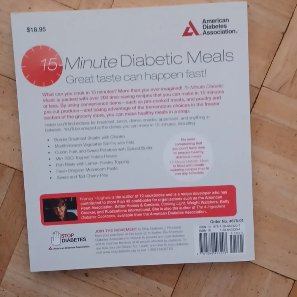 Diabetic cookbooks 15-minute meals, confort food cookbook